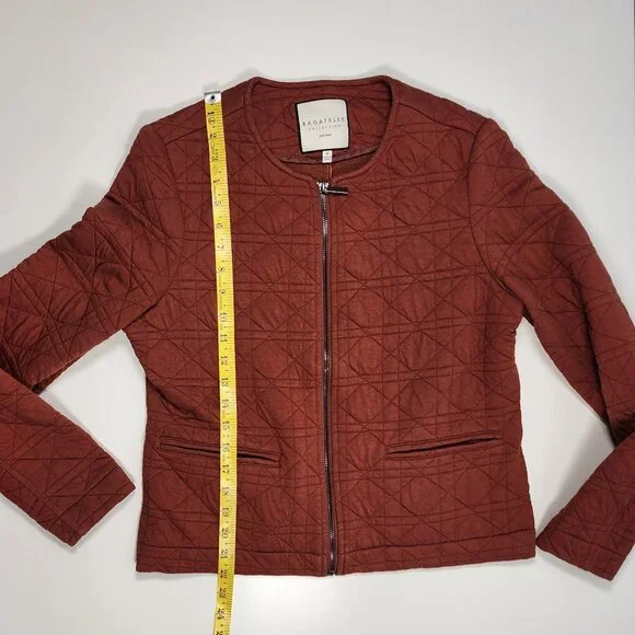 Bagatelle Collection Quilted Jacket Rust Zip Front Size M - Picture 7 of 11